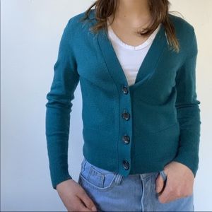 Banana Republic Button Up Cardigan In Dark Teal